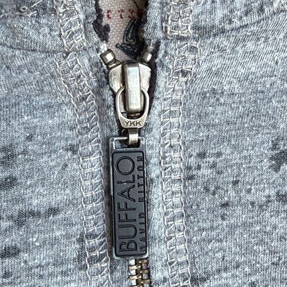 Buffalo David Bitton Sweatshirt Jacket Mens L Gray Distressed Look Printed Logo - Picture 8 of 16